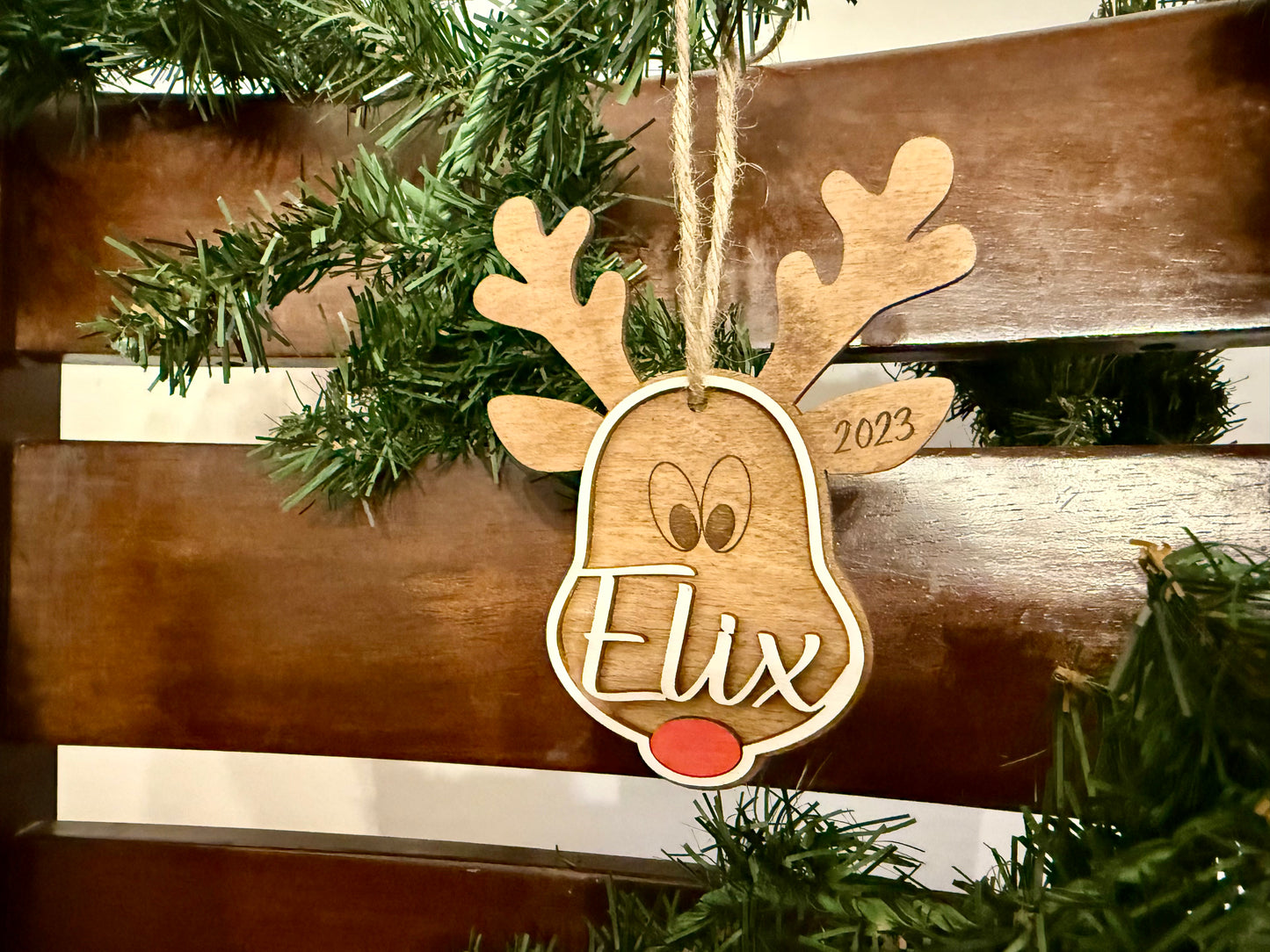 Personalized Reindeer Christmas Ornament