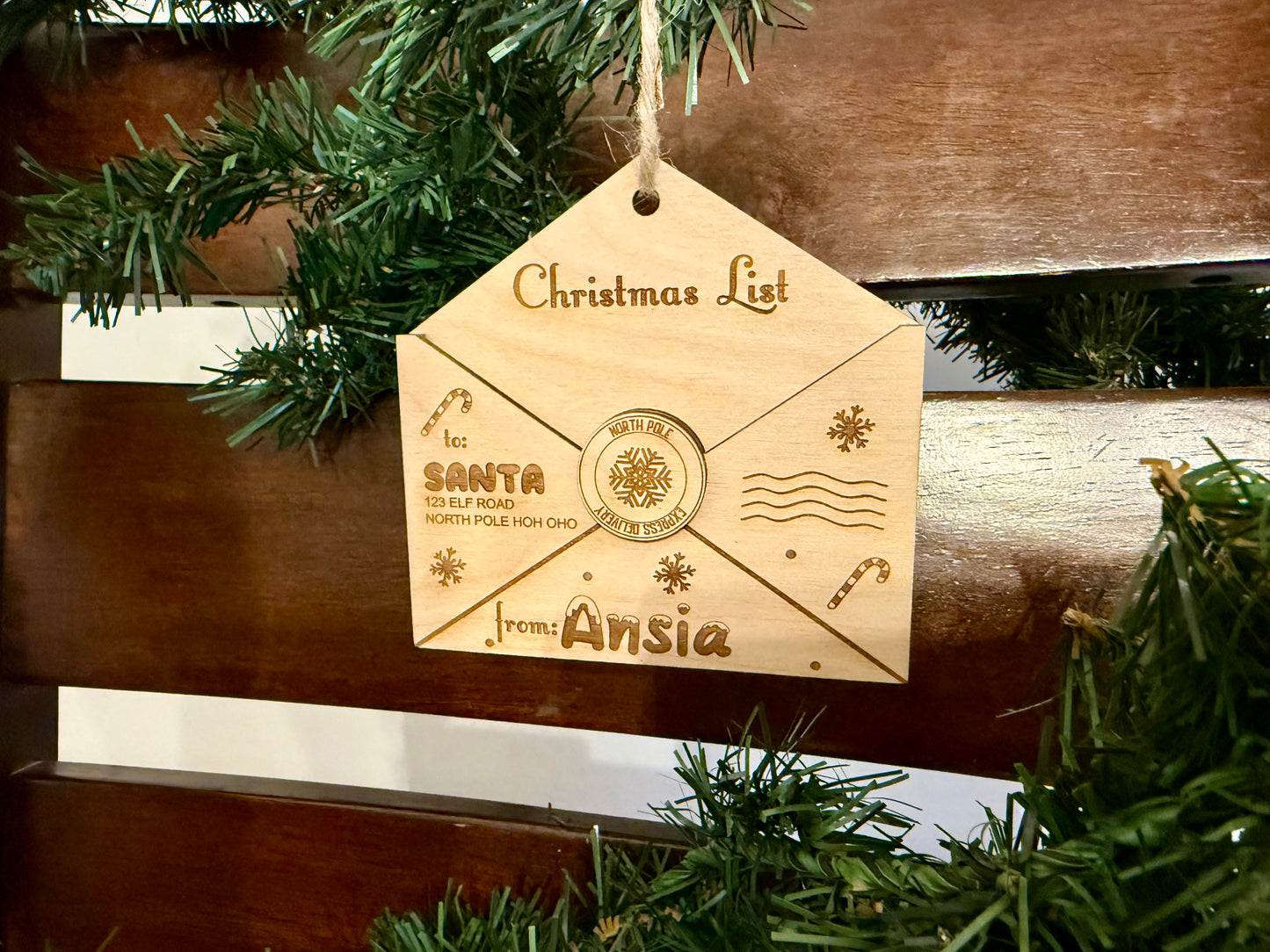Letter to Santa Christmas Ornament